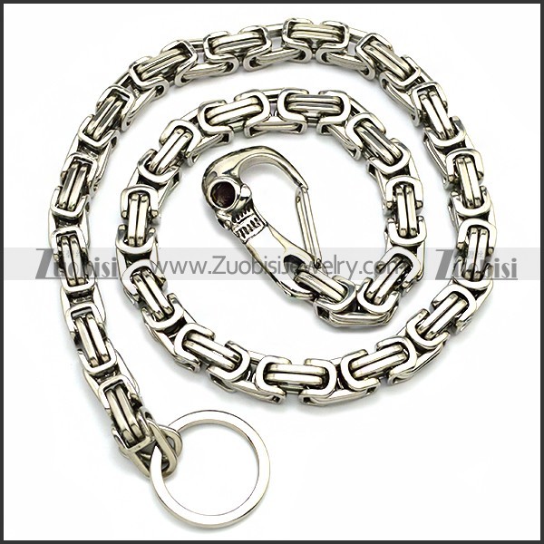 10mm Wide Stainless Steel Jean Chain with Casting Skull Clasp y000054