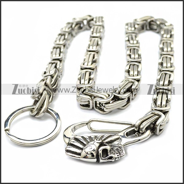 Custom Indian chief Clasp Metal Biker Byzantine Pants Chain for Men y000053