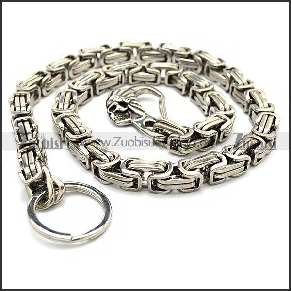 Custom Indian chief Clasp Metal Biker Byzantine Pants Chain for Men y000053