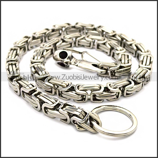 10mm Wide Stainless Steel Jean Chain with Casting Skull Clasp y000054