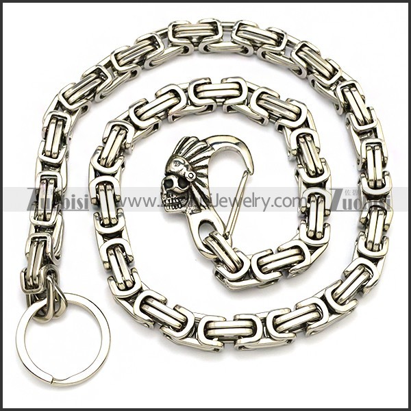 Custom Indian chief Clasp Metal Biker Byzantine Pants Chain for Men y000053