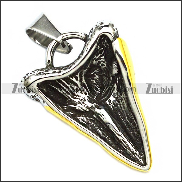 Stainless Steel Shark Teeth Pendant p010156