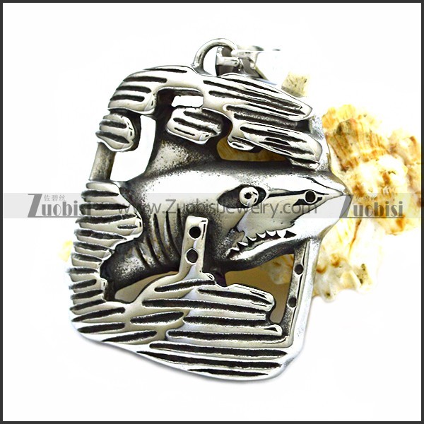 Stainless Steel Shark Pendant p010159