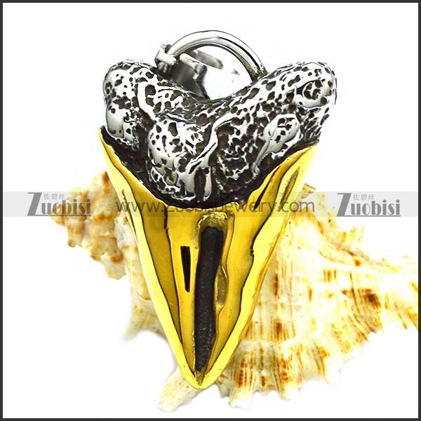 Stainless Steel Shark Teeth Pendant p010156