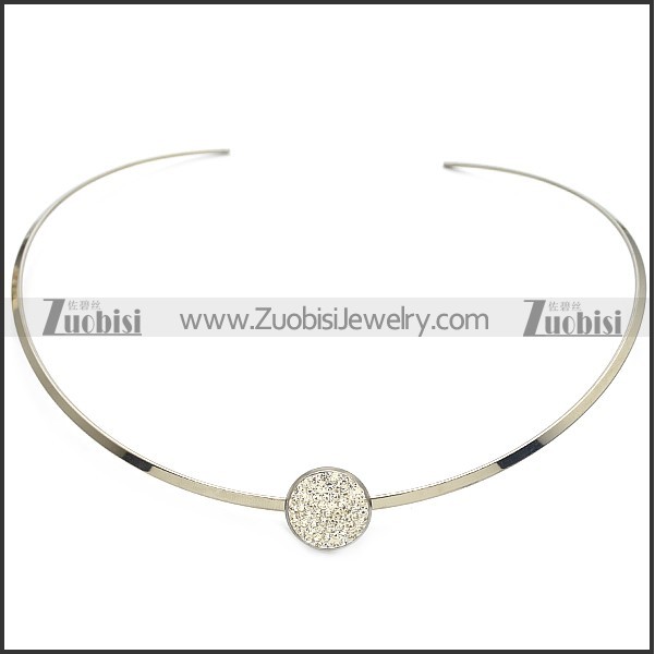 Stainless Steel Choker with Earring Set as Collar Wearing s002925