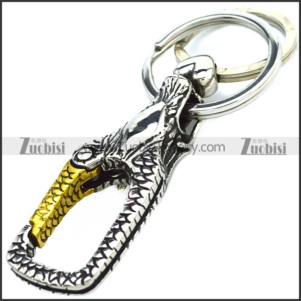 Dragon Head Stainless Steel Double Key Ring k000079