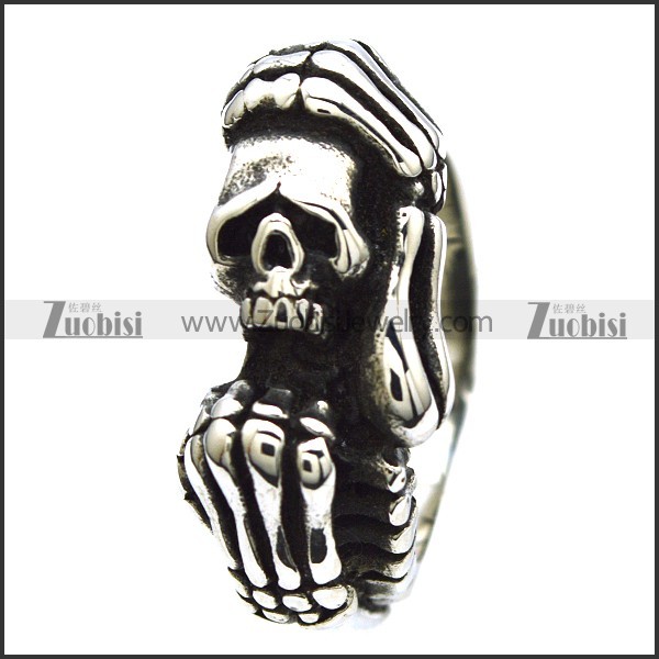 Stainless Steel Skull Ring - JR350043