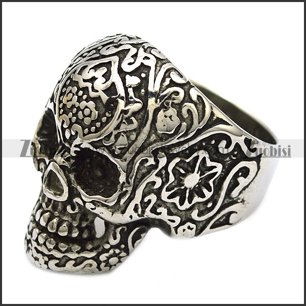 Vintage Black Stainless Steel Skull Ring for men -JR010120