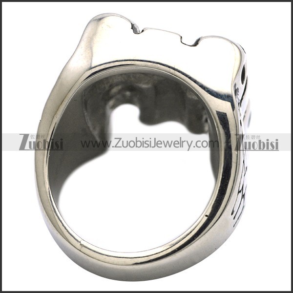 Stainless Steel Cross Ring with 4 skull -JR330026