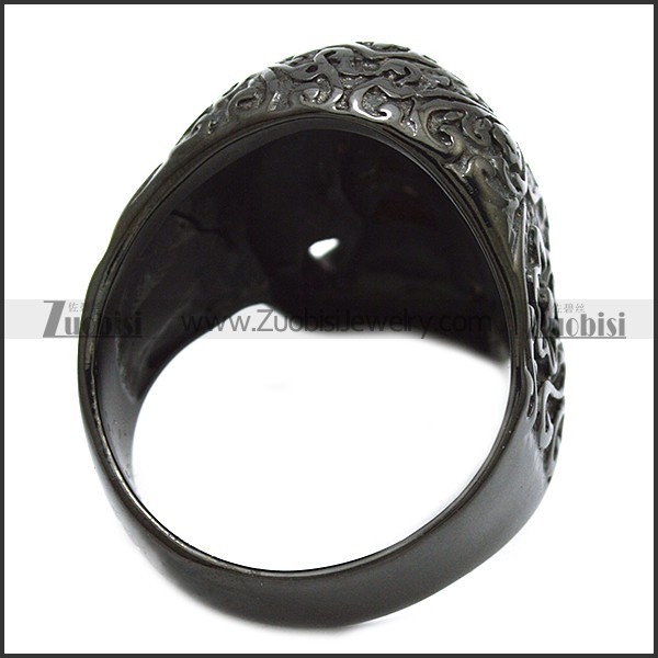 clear blue eye black flower skull ring r002001