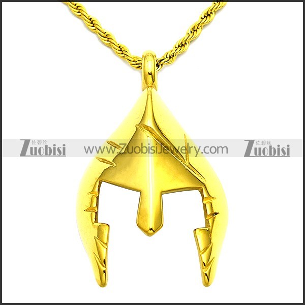 Golden Spartan Helmet Pendant p006465