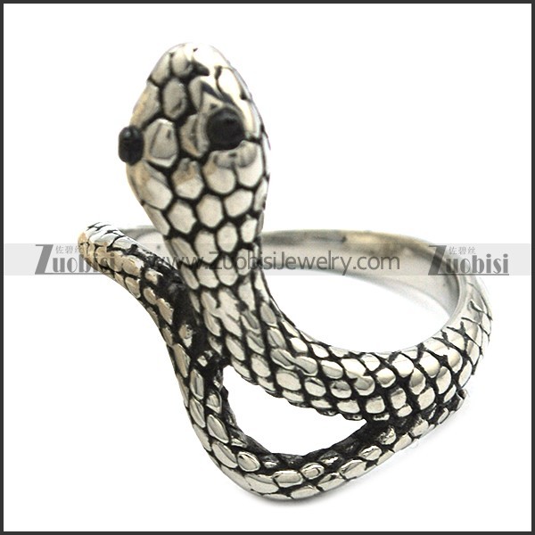 serpent ring with 2 red rhinestone eyes r001673