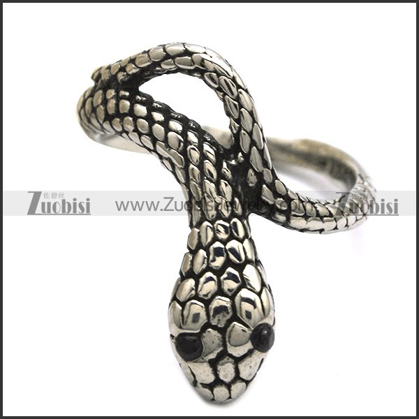 serpent ring with 2 red rhinestone eyes r001673