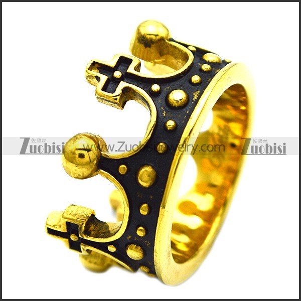 antique gold plating crown ring r001650