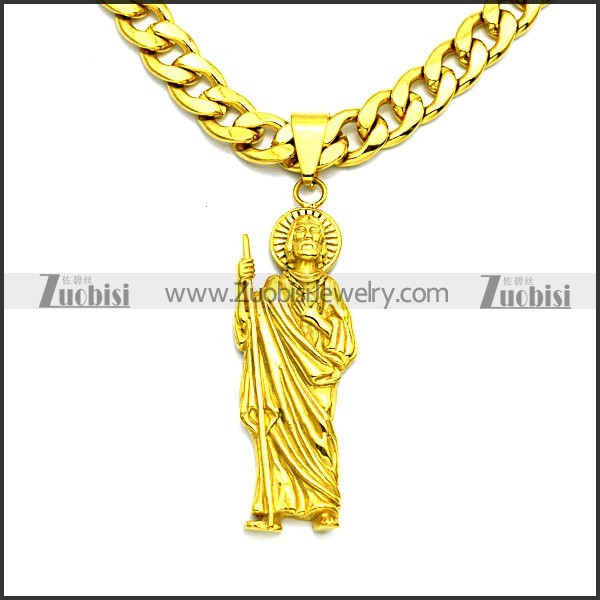 Gold San Juditas Pendant in Stainless Steel p002197