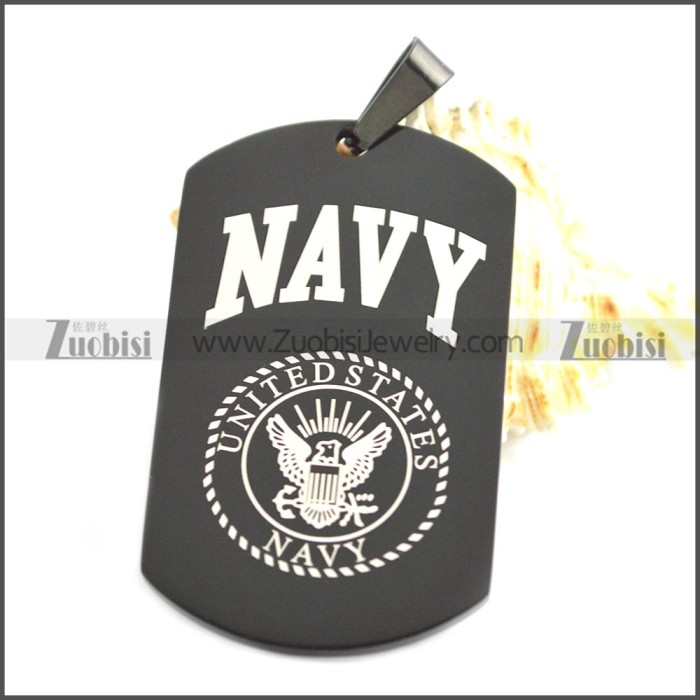 Black Stainless Steel Navy Pendant p010423H2