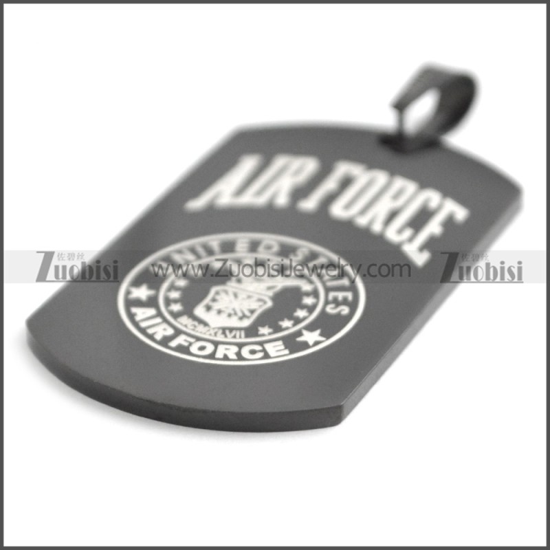 Black Plated Stainless Steel Air Force Pendant p010423H4