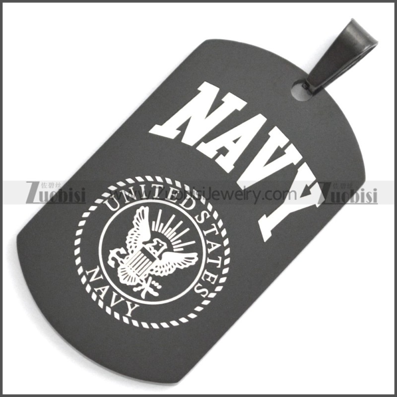Black Stainless Steel Navy Pendant p010423H2