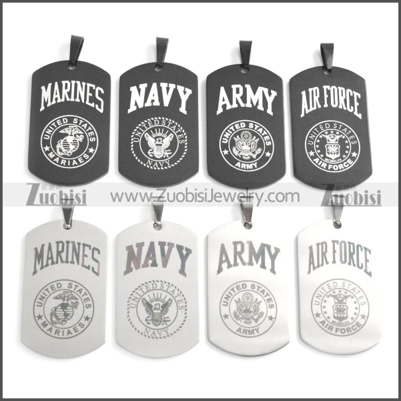 Black Stainless Steel Navy Pendant p010423H2