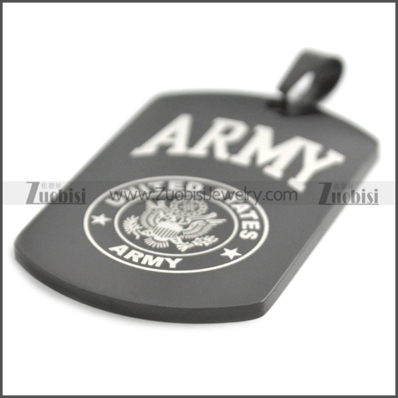 Stainless Steel Army Pendant in Black Plating p010423H3