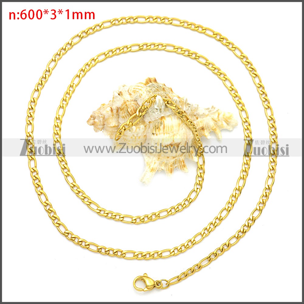 Stainless Steel Chain Neckalce n003087GW3 - Zuobisi Jewelry