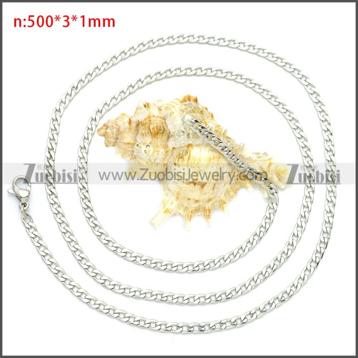 Stainless Steel Cuban Chain Necklace n003090SW3
