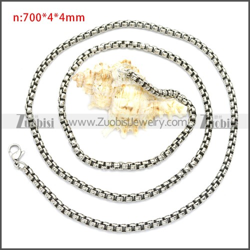 Vintage Round Box Link Chains Necklace n003089SHW4