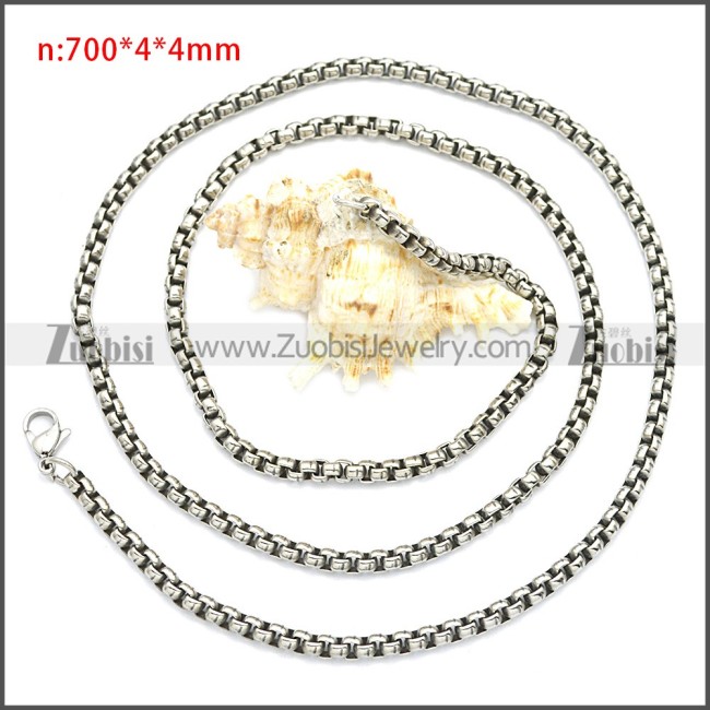 Vintage Round Box Link Chains Necklace n003089SHW4