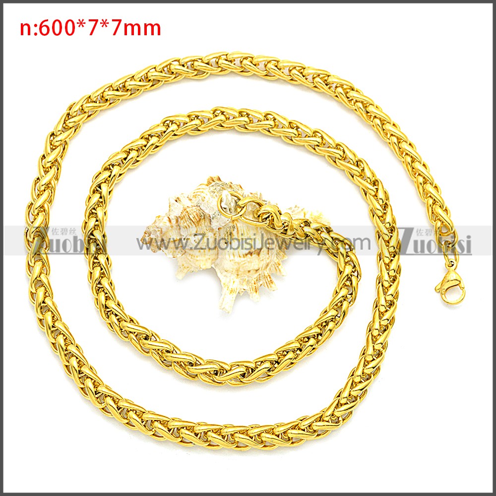 Stainless Steel Chain Neckalce n003084GW7 - Zuobisi Jewelry