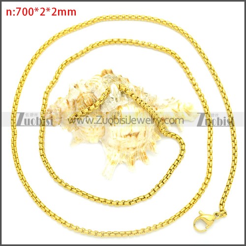 Shiny Golden Round Box Link Necklace Chains n003089GW2