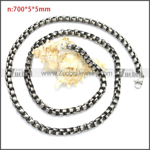 Vintage Round Box Link Chain n003089SHW5