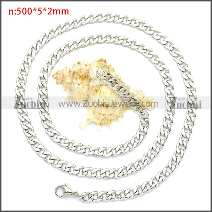 Stainless Steel Cuban Chain Necklace n003090SW5