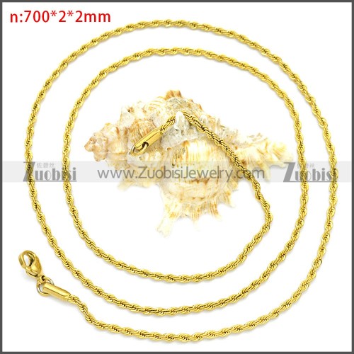 2mm Gold Plated Stainless Steel Rope Small Chain Neckalce n003097GW2