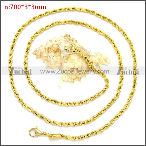 Golden Stainless Steel Rope Chain Neckalce n003097GW3
