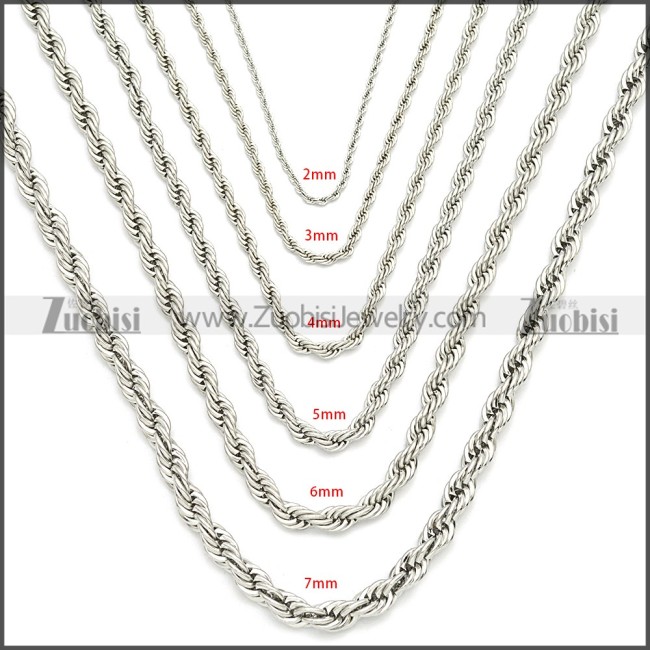 Stainless Steel Rope Chain Neckalce n003096SW7