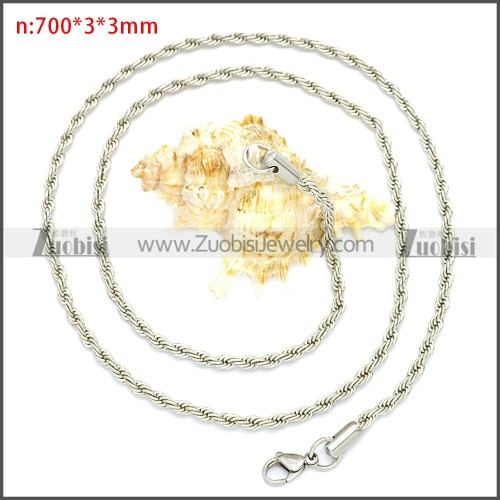 3MM Wide Stainless Steel Rope Chain Neckalce n003097SW3