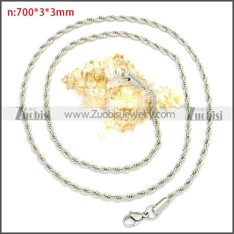 3MM Wide Stainless Steel Rope Chain Neckalce n003097SW3