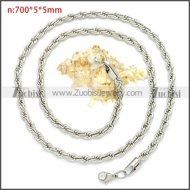 5MM Wide 700MM Long Stainless Steel Rope Chain Neckalce n003097SW5
