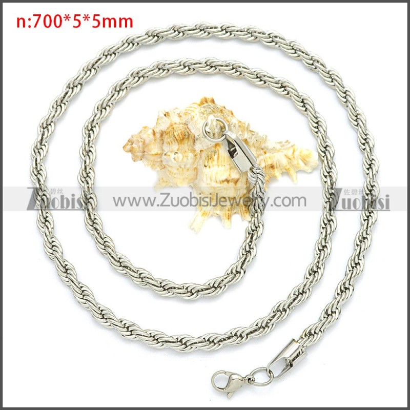 5MM Wide 700MM Long Stainless Steel Rope Chain Neckalce n003097SW5