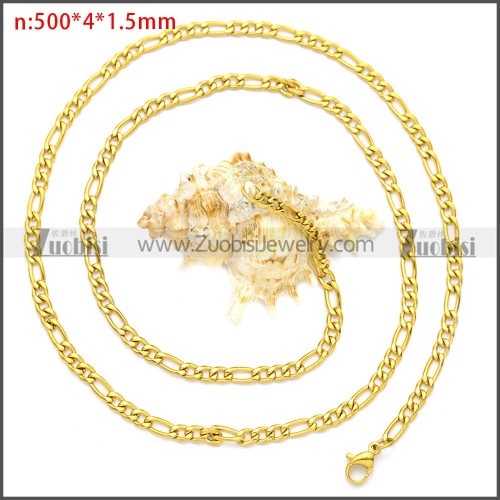 Gold Plated Stainless Steel Figaro Chain Neckalce n003092GW4