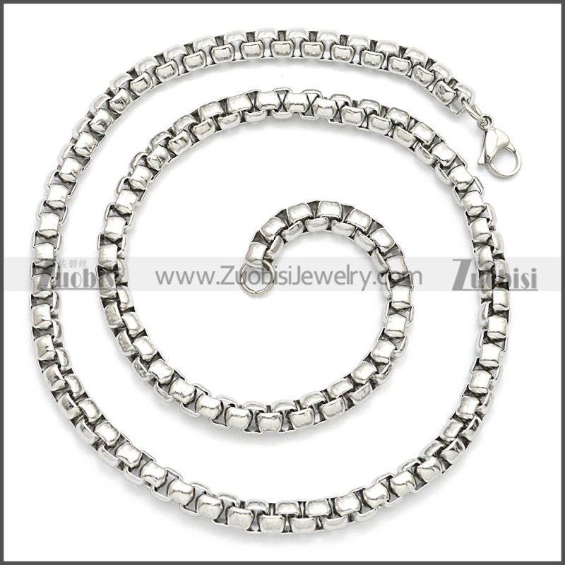 Round Box Link Necklace Chains n003089SW3
