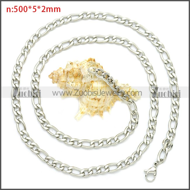 Stainless Steel Figaro Chain Neckalce n003092SW5