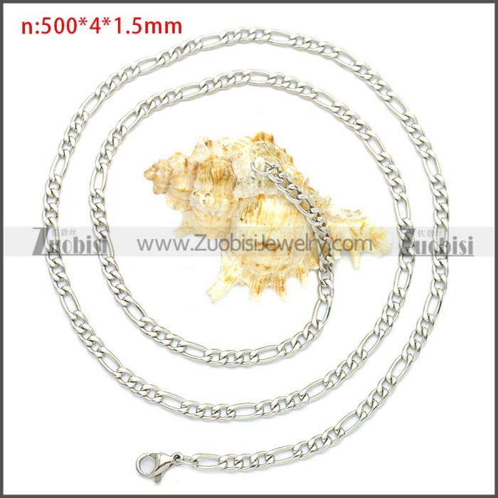 Stainless Steel Figaro Chain Neckalce n003092SW4