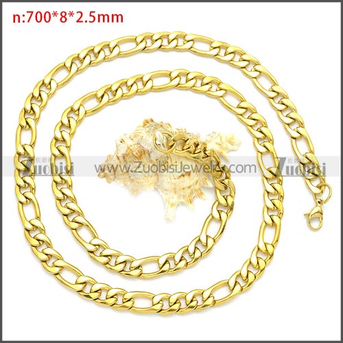 Stainless Steel Figaro Chain Neckalce n003093GW8
