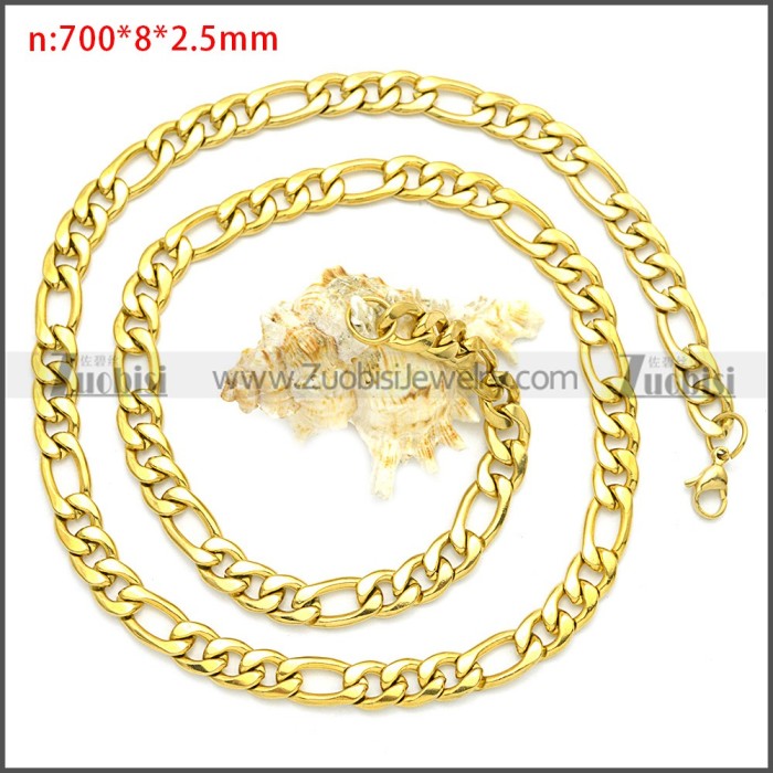 Stainless Steel Figaro Chain Neckalce n003093GW8