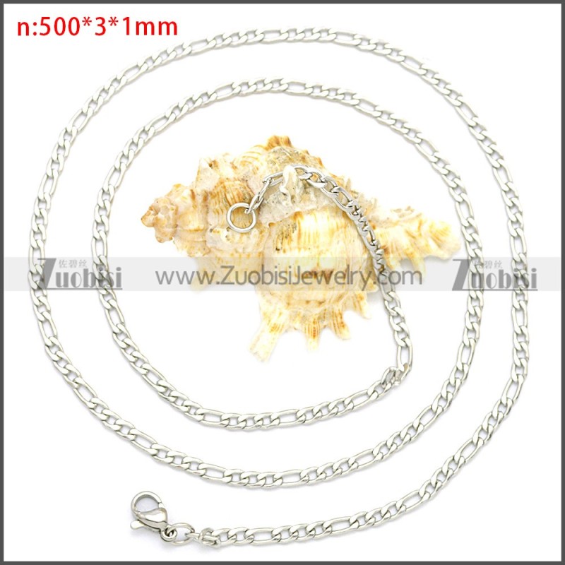 Stainless Steel Figaro Chain Neckalce n003092SW3