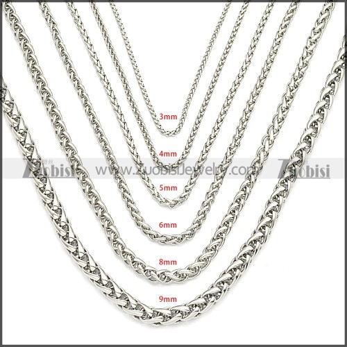 Stainless Steel Wheat Chain Neckalce n003094SW9