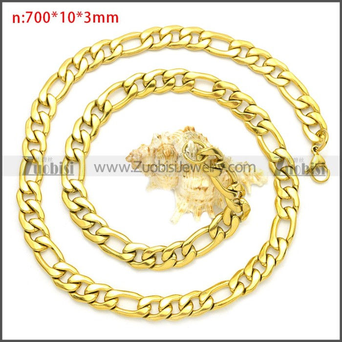 Stainless Steel Figaro Chain Neckalce n003093GW10