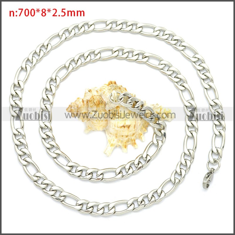 Stainless Steel Figaro Chain Neckalce n003093SW8