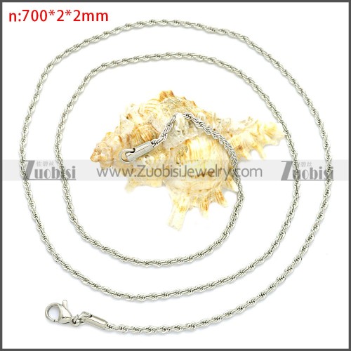 700MM Long 2MM Wide Stainless Steel Rope Chain Neckalce n003097SW2